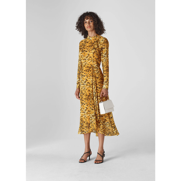 NWOT Whistles INES IKAT ANIMAL DRESS in Yellow Multi Women's Size 0 - Picture 1 of 16